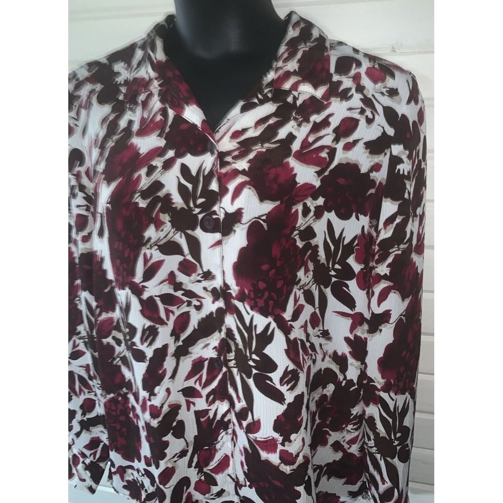 VTG 24K by Mr K Plus Size 18 Floral Print Button Up Blouse L/S Canada-Made EUC